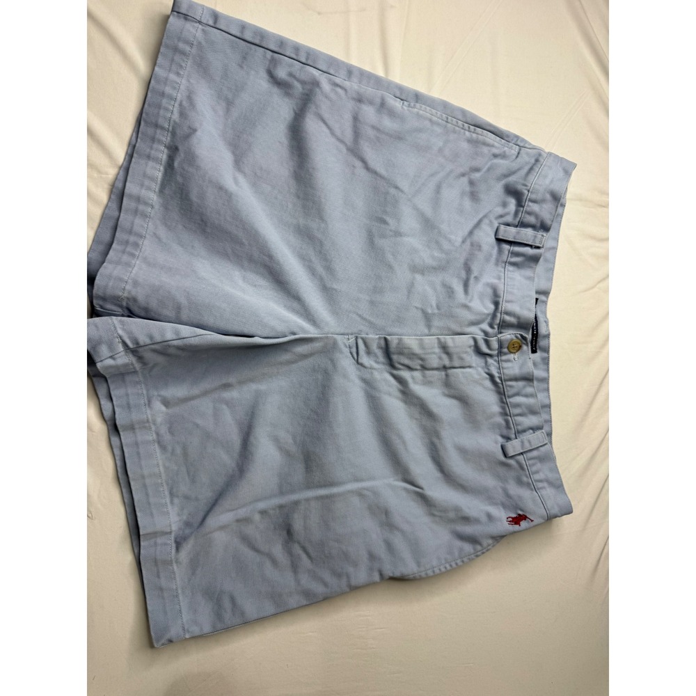 Ralph Lauren Sport Mens Light Blue Cotton Chino Shorts Size 10 Red Pony Logo